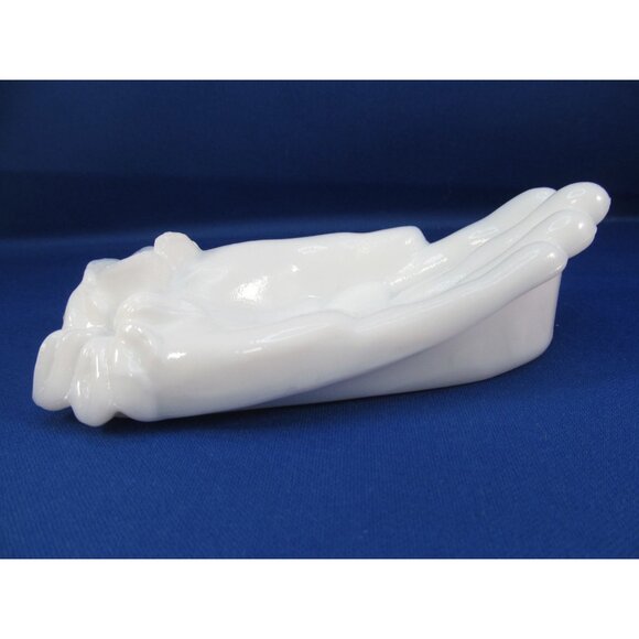 Vintage Milk Glass Hand Trinket Dish - Picture 4 of 8
